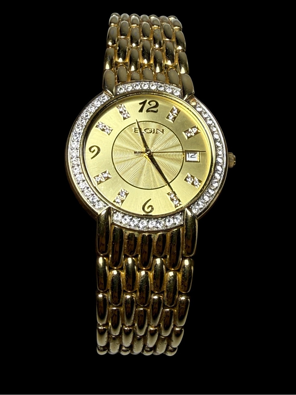 Elgin Women's Gold Crystal Bezel Bracelet Watch